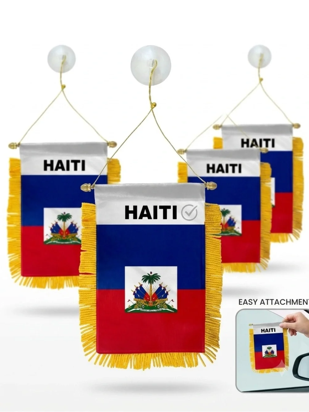 Haiti MINI BANNER FLAG CAR & HOME WINDOW MIRROR HANGING 2 SIDED